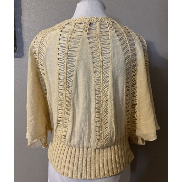 Athropologie Tiny Brand Top S Small Cream Oversized Short Dolman Sleeve - Picture 5 of 12